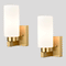 Bathroom Modern Brass Wall Light Milky White Cylinder Glass Set of 2