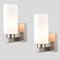 Wall Light Bathroom Modern Brushed Nickel Milky White Cylinder Glass Set of 2