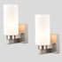 Wall Light Bathroom Modern Brushed Nickel Milky White Cylinder Glass Set of 2