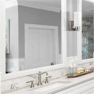 Wall Light Bathroom Modern Brushed Nickel Milky White Cylinder Glass Set of 2