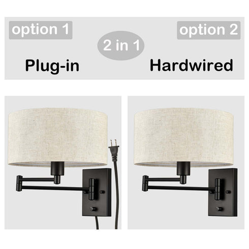 Beige Wall Sconces Plug-in Wall Lamp Swing Arm Wall Lights