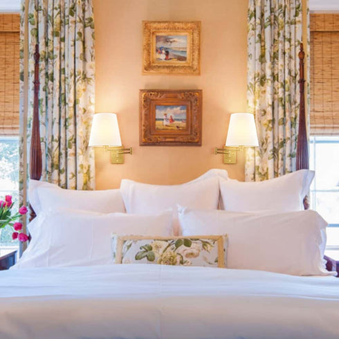 Beige Wall Sconces Set of Two Plug-in Wall Lamp Swing Arm Wall Lights