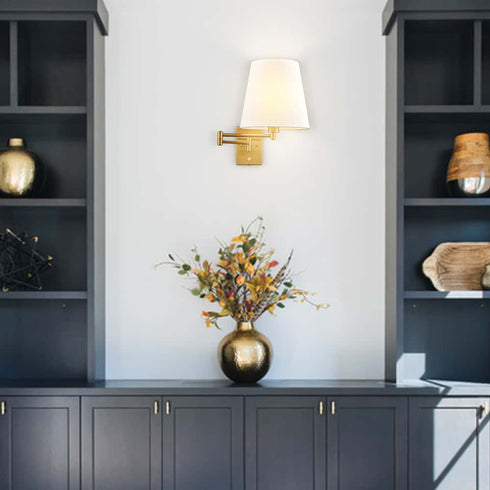 Beige Wall Sconces Set of Two Plug-in Wall Lamp Swing Arm Wall Lights