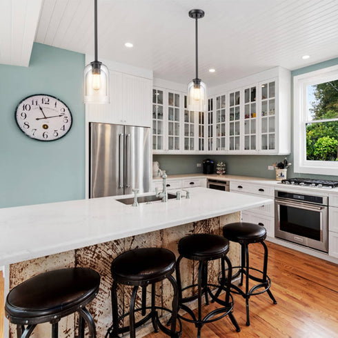 Black Farmhouse Mini Pendant Light with Clear Bell Shades