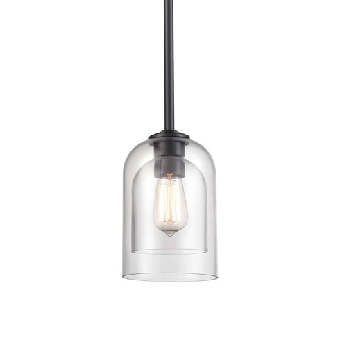 Black Farmhouse Mini Pendant Light with Clear Bell Shades