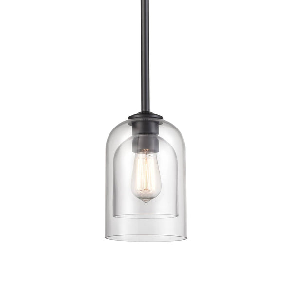Black Farmhouse Mini Pendant Light with Clear Bell Shades