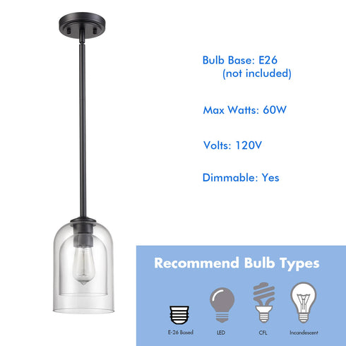 Black Farmhouse Mini Pendant Light with Clear Bell Shades