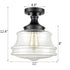 Black Glass Industrial Semi Flush Mount Ceiling Light for Hallway