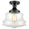 Black Glass Industrial Semi Flush Mount Ceiling Light for Hallway