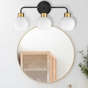 White Vanity Light Fixture Bathroom 3-Light Wall Light with White Metal Shade Over Mirror Lighting