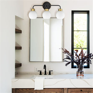 White Vanity Light Fixture Bathroom 3-Light Wall Light with White Metal Shade Over Mirror Lighting