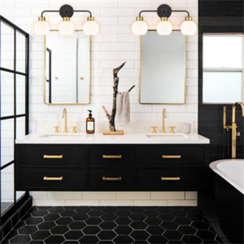 White Vanity Light Fixture Bathroom 3-Light Wall Light with White Metal Shade Over Mirror Lighting