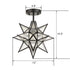 Black Moravian Star Ceiling Light Etched Glass Shade