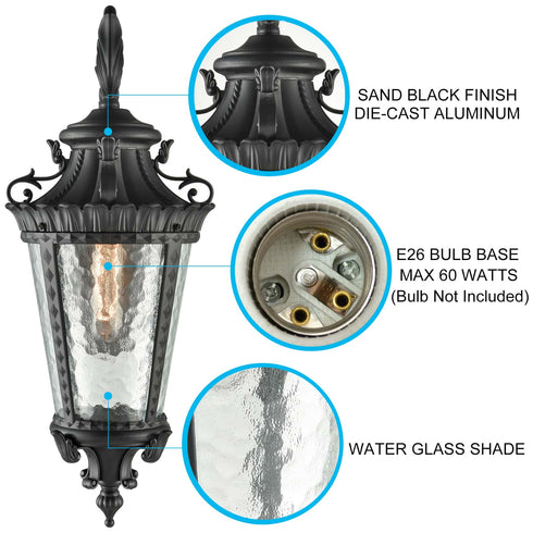 Black Outdoor Wall Lantern Sconce Waterproof Porch Light Fixture