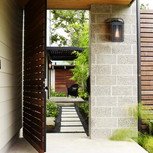 Black Outdoor Wall Lights Exterior Glass Shade Porch Light for House