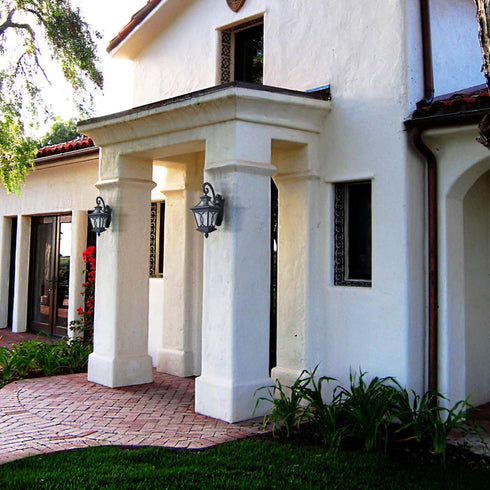 Black Outdoor Wall Sconce Light with Water Glass Shade