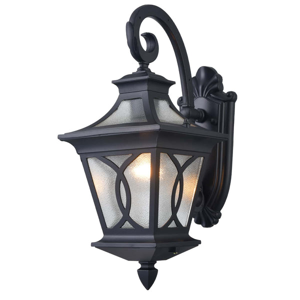 Black Outdoor Wall Sconce Light with Water Glass Shade