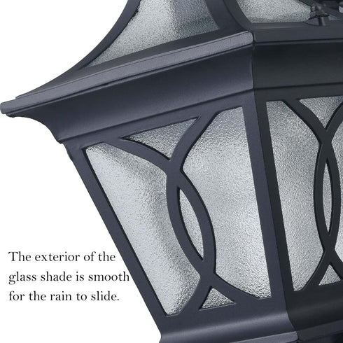 Black Outdoor Wall Sconce Light with Water Glass Shade