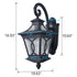 Black Outdoor Wall Sconce Light with Water Glass Shade