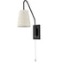 Black Plug-in Wall Sconce for Bedroom Lamps Set of 2 with Pull Chain Switch