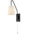 Black Plug-in Wall Sconce for Bedroom Lamps Set of 2 with Pull Chain Switch