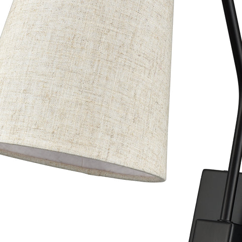 Black Plug-in Wall Sconce for Bedroom Lamps Set of 2 with Pull Chain Switch