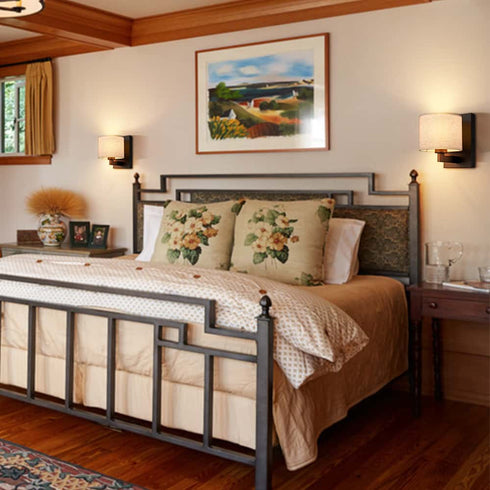 Black Wall Sconce Set of 2 Modern Fabric Shade Wall Lamps Bedroom