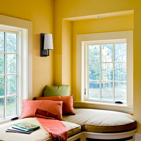 Black Wall Sconces Sets of Two Modern Fabric Shade Wall Lamps for Bedroom