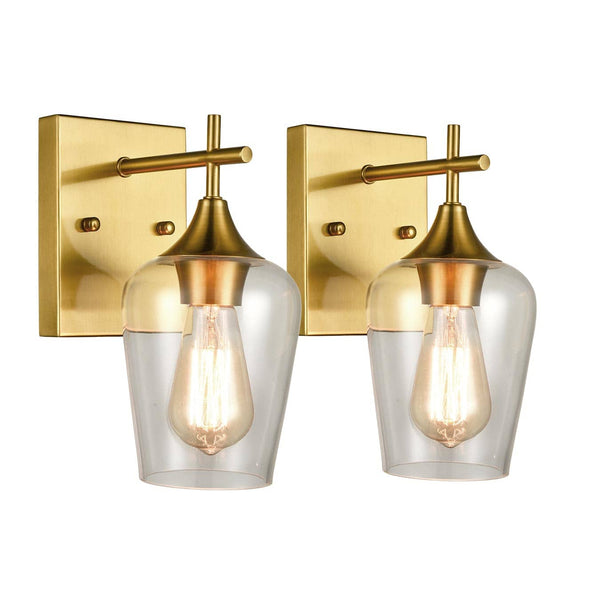 Clear Glass Bathroom Vanity Wall Sconce - Pack of 2