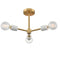 Brass Ceiling Light Semi Flush Mount Fixture 3-Light Sputnik Ceiling Lighting