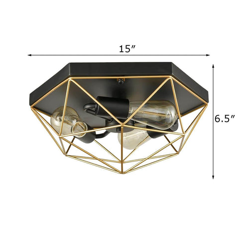 Bernalda Brass Metal Frame Ceiling Lighting Cage Flush Mount Ceiling Lights
