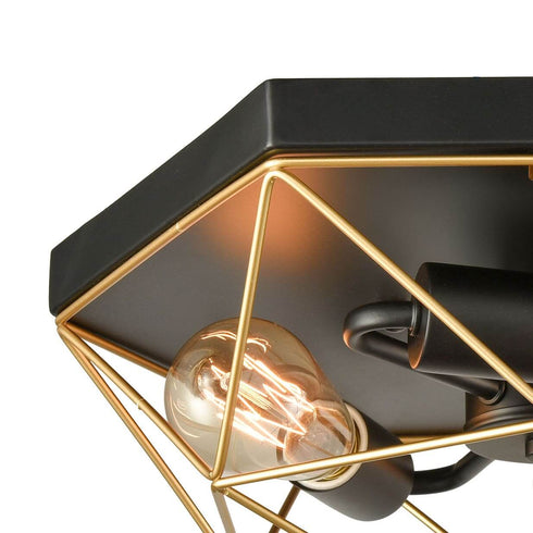 Bernalda Brass Metal Frame Ceiling Lighting Cage Flush Mount Ceiling Lights