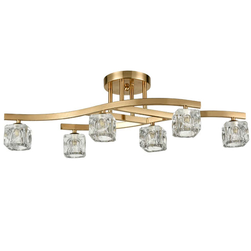 Polignano Brass Modern Ceiling Lights with Cube Crystal Glass Shades