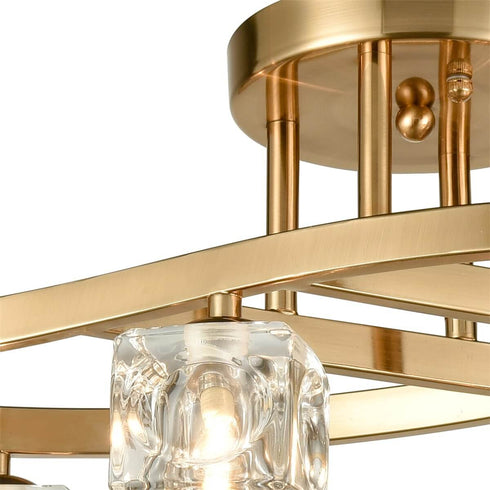 Polignano Brass Modern Ceiling Lights with Cube Crystal Glass Shades