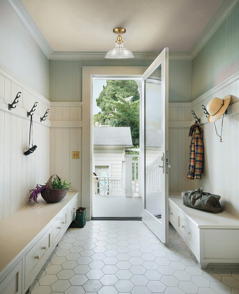 Brass Modern Glass Ceiling Light Dome Shade Kitchen Lamp