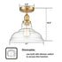 Brass Modern Glass Ceiling Light Dome Shade Kitchen Lamp