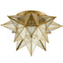 Brass Moravian Star Ceiling Light Seeded Glass 18-Inch