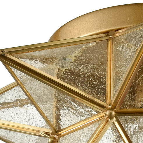 Maglie Brass Seeded Glass Moravian Star Flush Mount Ceiling Light, 15-Inch