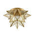 Maglie Brass Seeded Glass Moravian Star Flush Mount Ceiling Light, 15-Inch