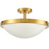 Brass Semi Flush Ceiling Light 3-Light Glass Ceiling Light Fixture