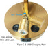 Brass Wall Sconce Set of 2 Fabric Wall Lamp with USB Port and Switch