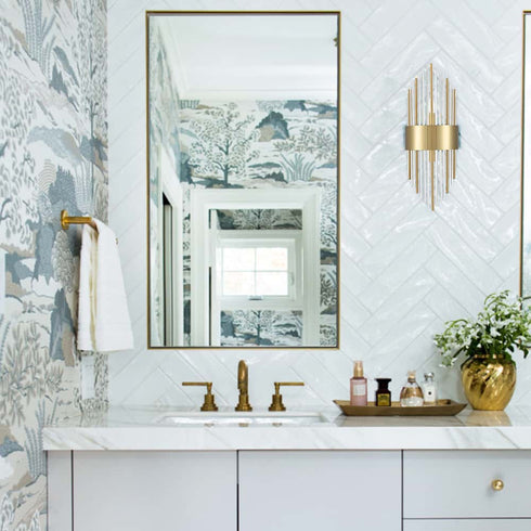 Brass Wall Sconces Lighting 2 Pack Elegant Glass Rod Wall Mount Lamp