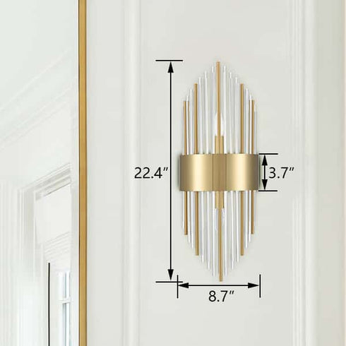 Brass Wall Sconces Lighting 2 Pack Elegant Glass Rod Wall Mount Lamp