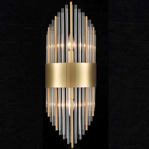 Brass Wall Sconces Lighting 2 Pack Elegant Glass Rod Wall Mount Lamp