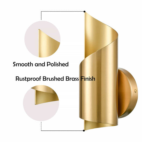 Brass Wall Sconces Sets of 2 Streamline Wall Light Lighting Fixture