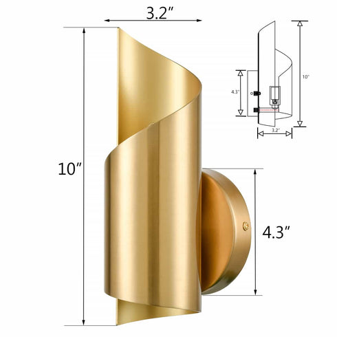 Brass Wall Sconces Sets of 2 Streamline Wall Light Lighting Fixture