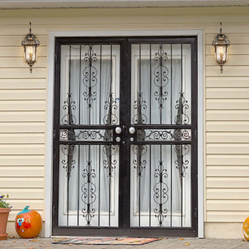 Bronze Outdoor Light Fixture Hammered Glass Wall Lantern Light