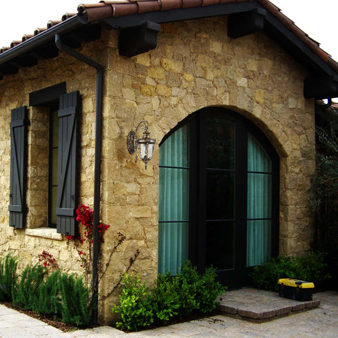 Bronze Outdoor Light Fixture Hammered Glass Wall Lantern Light