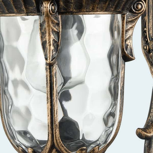 Bronze Outdoor Light Fixture Hammered Glass Wall Lantern Light