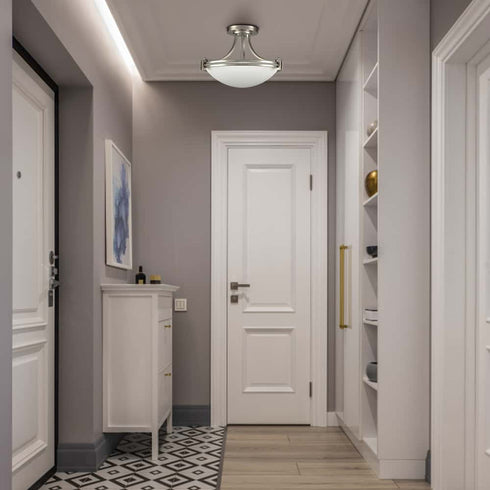 Brushed Nickel Ceiling Light Glass Ceiling Lighting Fixture